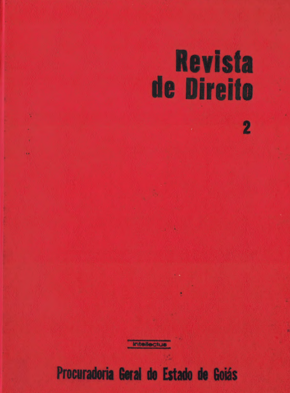 Capa da segunda edição da Revista de Direito da Procuradoria-Geral do Estado de Goiás, com fundo vermelho e o título “Revista de Direito 2” em destaque na parte superior direita. Na parte inferior, aparece o nome da editora Intellectus e a identificação “Procuradoria Geral do Estado de Goiás”.